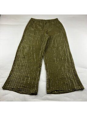 Victoria's Secret Olive Gold Striped Ultra Lightweight Coverup Pant L
